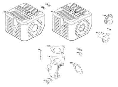 Exhaust Group Diagram and Parts List for 25V337-0065-G1  Briggs and Stratton Engine